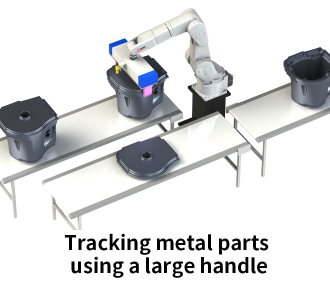 Tracking metal parts using a large handle
